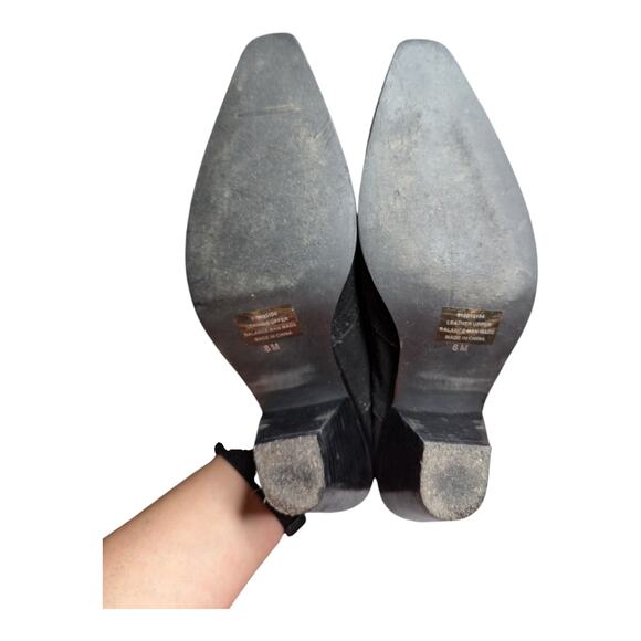 Vtg Y2K Coldwater Creek Black Suede Snip Toe Cuban Heel Cowgirl Western Mules 8 - Picture 5 of 6